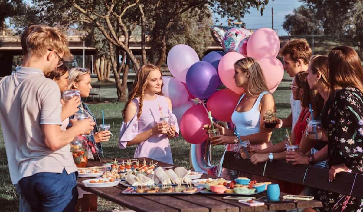 casual outdoor birthday buffet