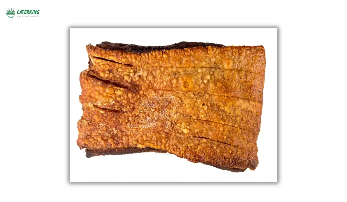 crispy pork crackling with blistered golden texture
