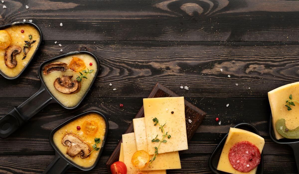 raclette cheese over bread or potatoes