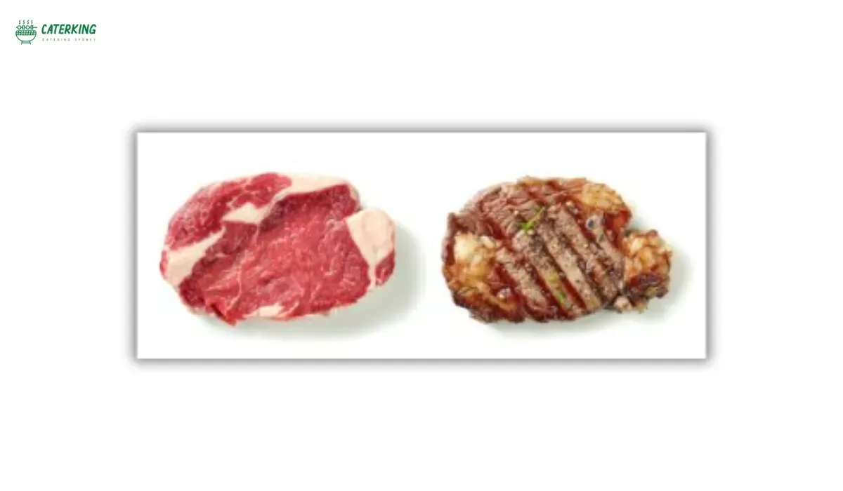 raw vs cooked meat comparison showing shrinkage and yield loss 
