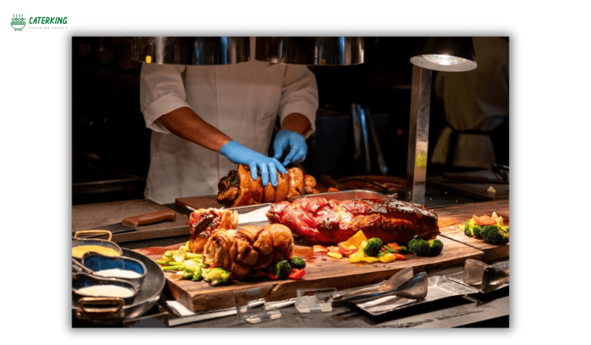 spit roast catering service chef carving meat
=