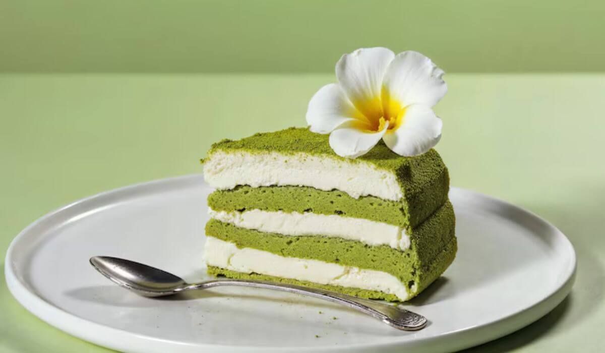 white chocolate matcha layer cake