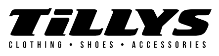 A black and white logo for tillys clothing shoes and accessories