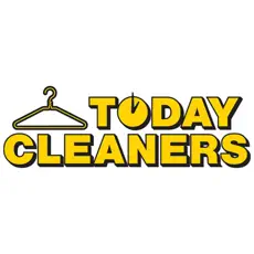 The logo for today cleaners has a hanger on it.