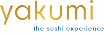 A logo for a restaurant called yakumi the sushi experience