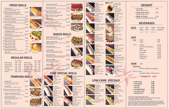 I Love Sushi Menu