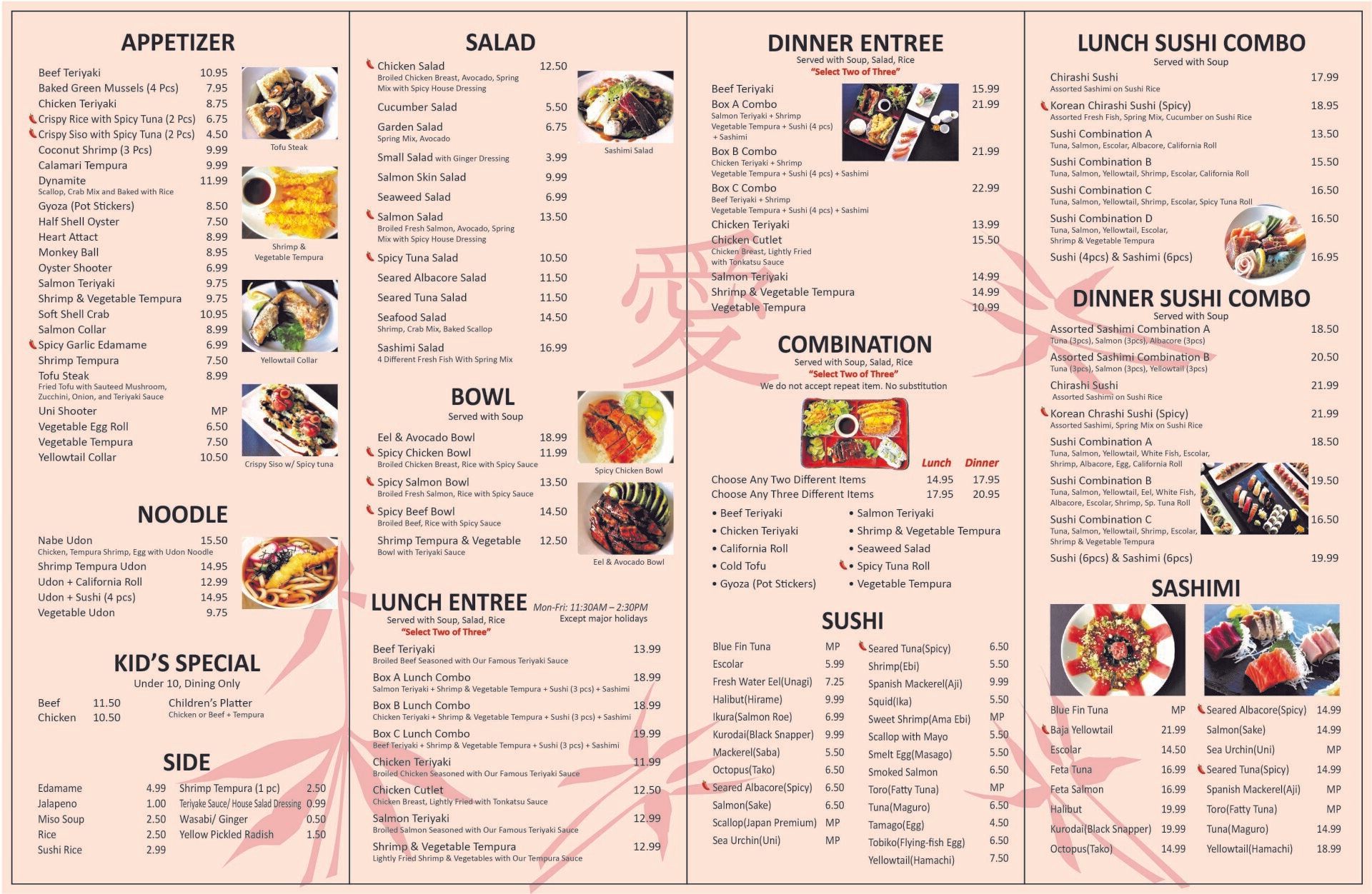 I Love Sushi Menu