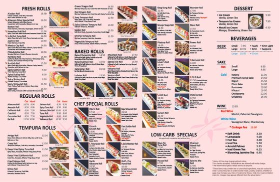 I Love Sushi Menu