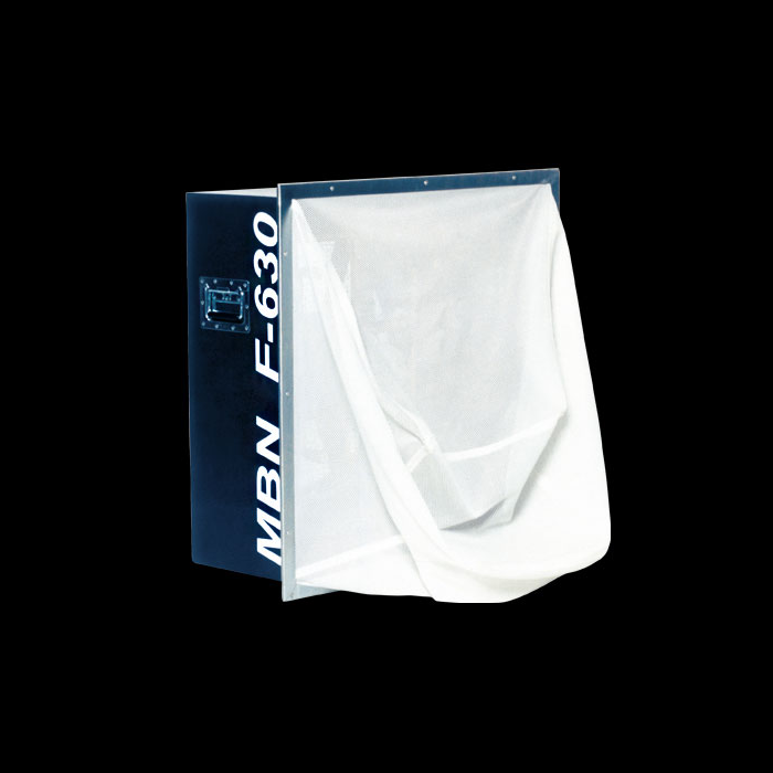 A mbn f-630 box with a white bag attached to it