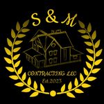 Logo: Gold laurel wreath around a house sketch and "S & M CONTRACTING LLC Est.2023" on black background.