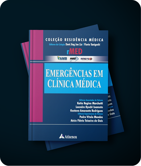 Capa do livro “Emergências em Clínica Médica” com participação do Dr. Gustavo Amarante Rodrigues como co-autor e co-editor.