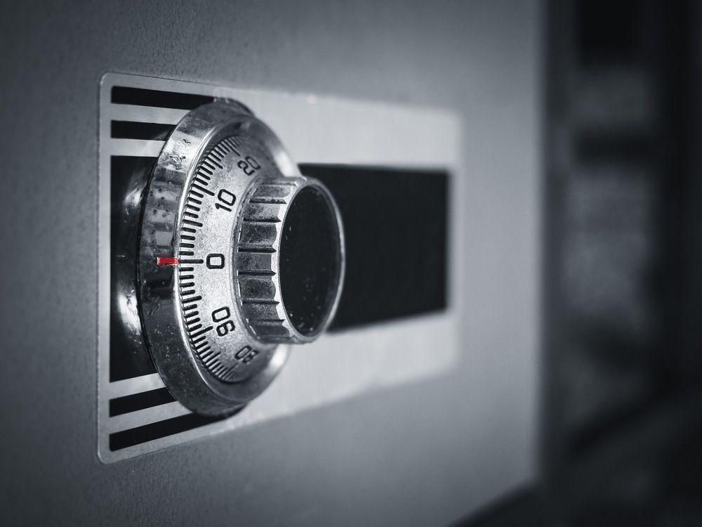 A close up of a combination lock on a safe — Locksmith in Tweed Heads, NSW