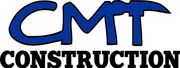 The cmt construction logo is blue and black on a white background.