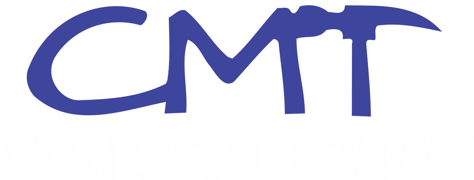 A blue cmt logo on a white background