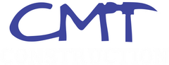 A blue cmt logo on a white background