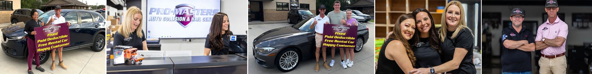 A collage of images shows men standing in front of a building.