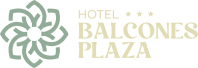 El logotipo del hotel Balcones Plaza tiene una flor.