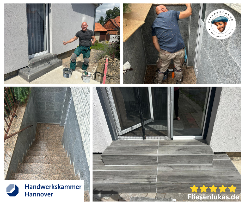 FliesenLukas mit  Stufenfliesen, Sanierung einer Kellertreppe, geflieste Eingangsstufen Handwerkskammer-Hannover-siegel