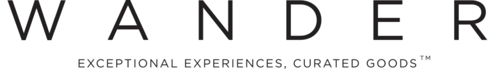 A logo for wander exceptional experiences curated goods
