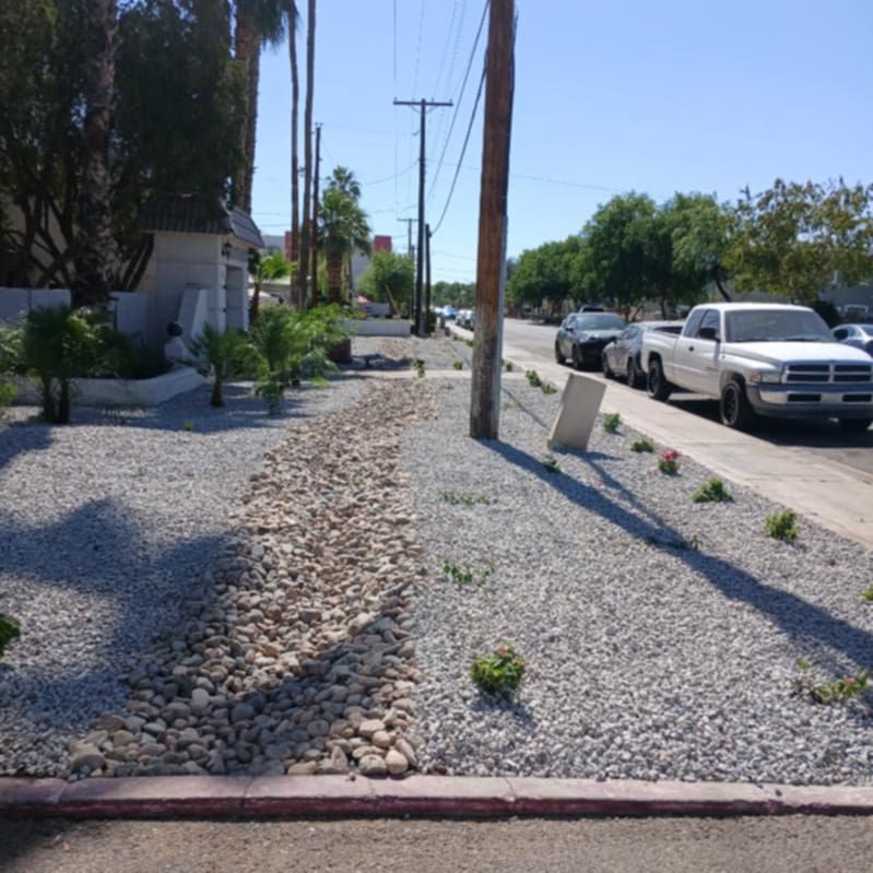 Newly finished landscaping project