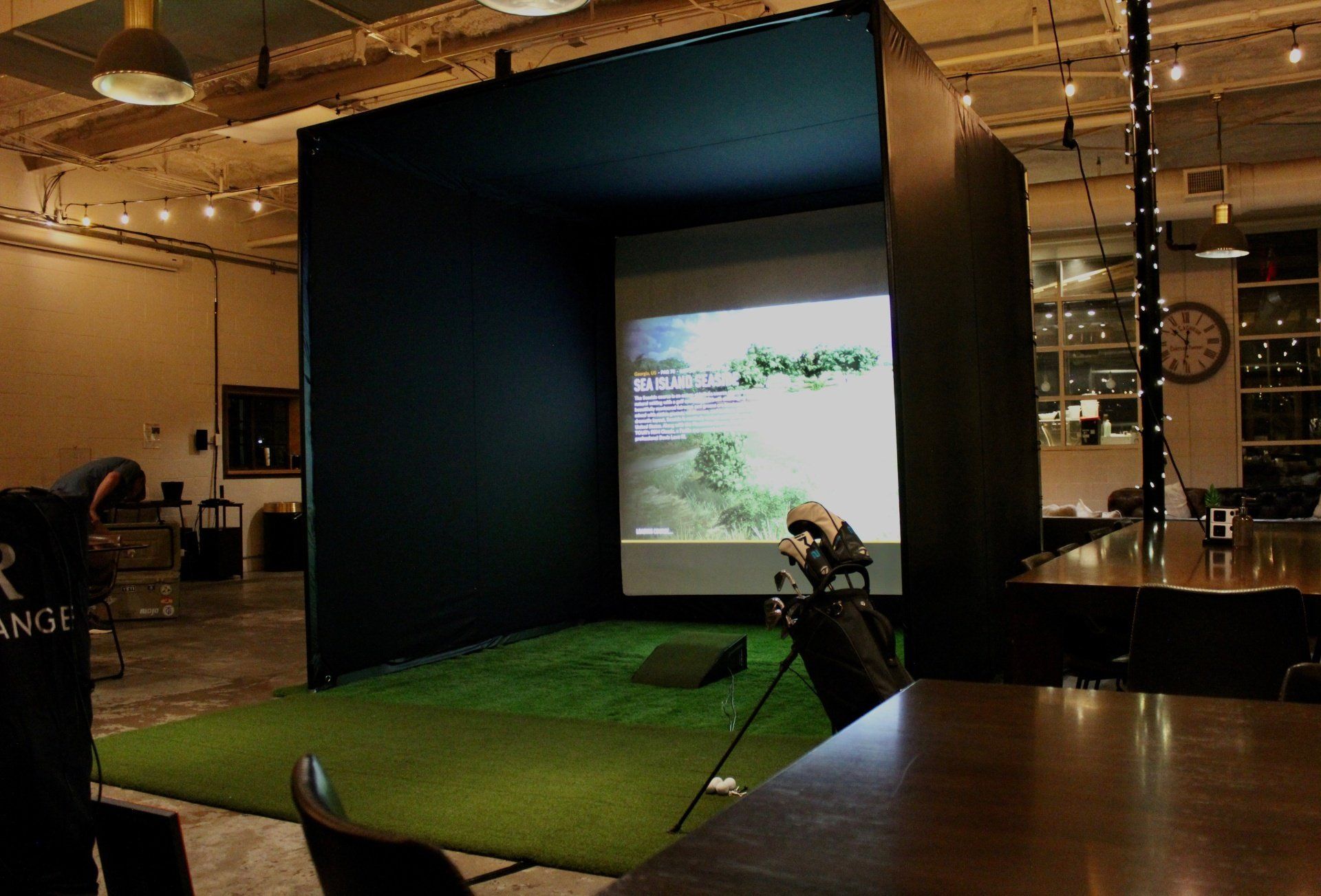 Golf simulator for customer appreciation events in Dallas Ft. Worth