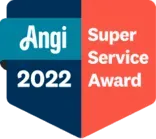 The logo for the angi super service award for 2022.