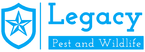 The logo for Legacy Pest and Wildlife shows a shield with a star on it.
