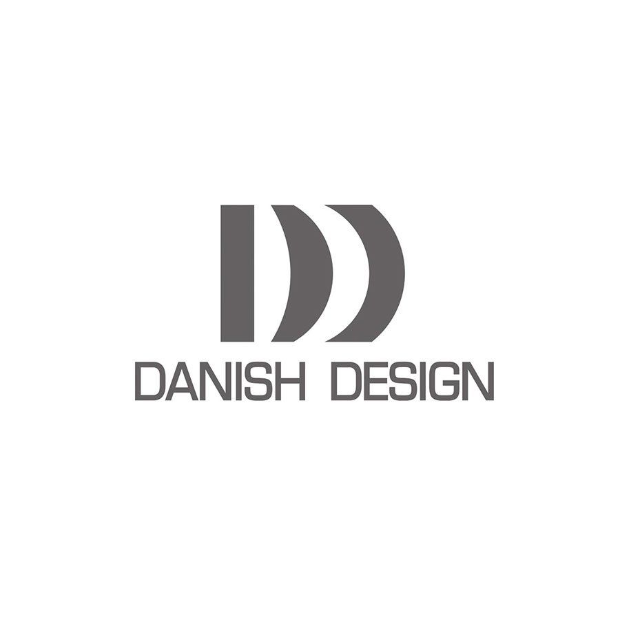 Ein dänisches Designlogo auf weißem Hintergrund.