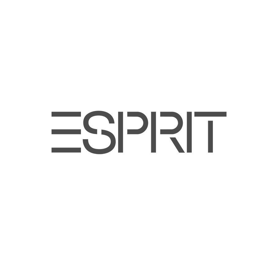 Das Logo von Esprit ist ein schwarz-weißes Logo auf weißem Hintergrund.
