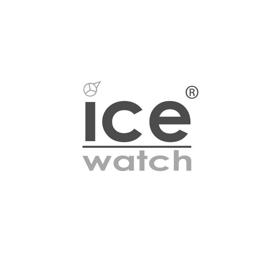 Ein schwarz-weißes Logo für Ice Watch auf weißem Hintergrund.