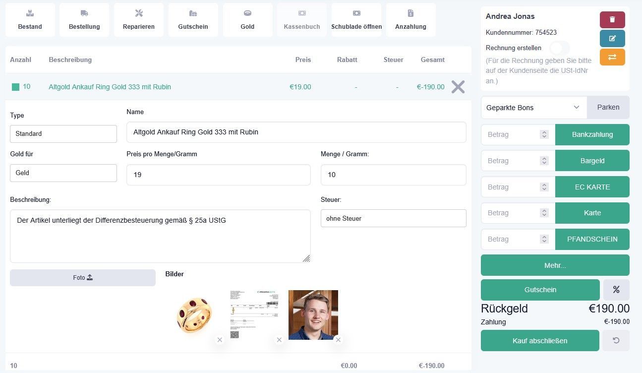 Altgold clever verwalten und dokumentieren – mit PrismaNote behalten Sie jederzeit den Überblick über An- und Verkauf.