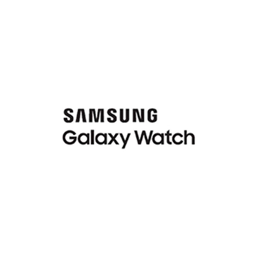 Das Logo der Samsung Galaxy Watch befindet sich auf einem weißen Hintergrund.