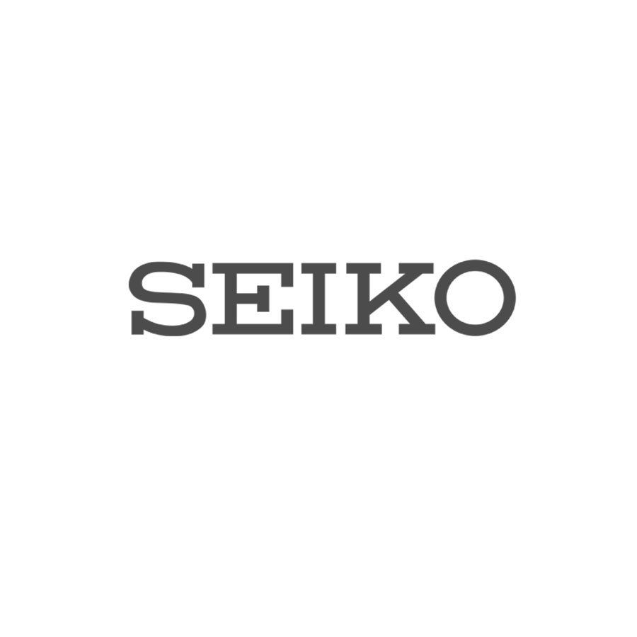 Ein schwarz-weißes Logo für Seiko auf weißem Hintergrund.