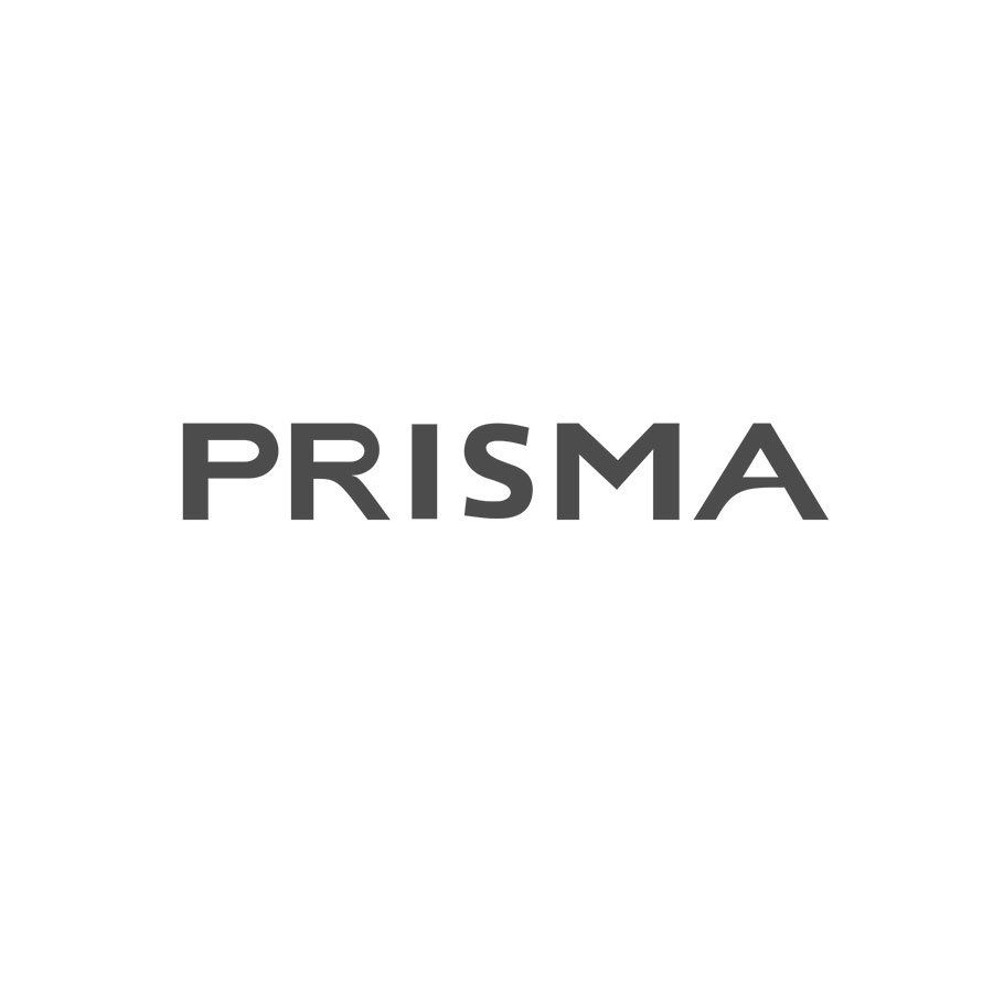 Ein schwarz-weißes Logo für Prisma auf weißem Hintergrund.