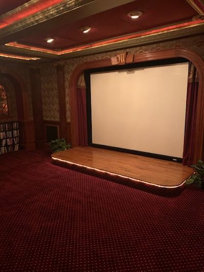 There is a large screen in the middle of the room.
