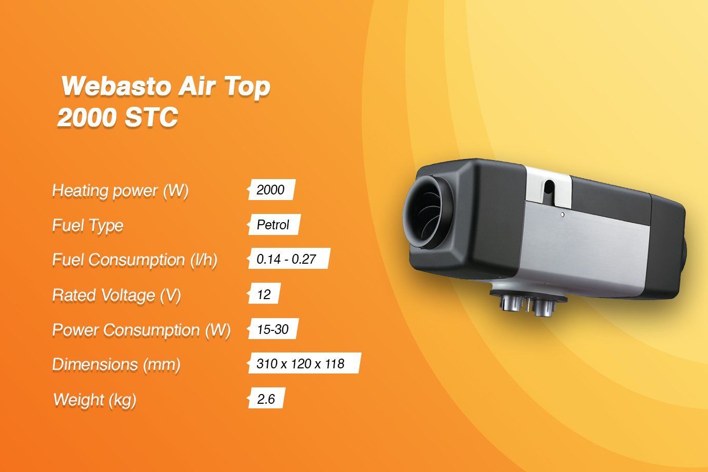 Webasto Air Top 2000 STC Specifications