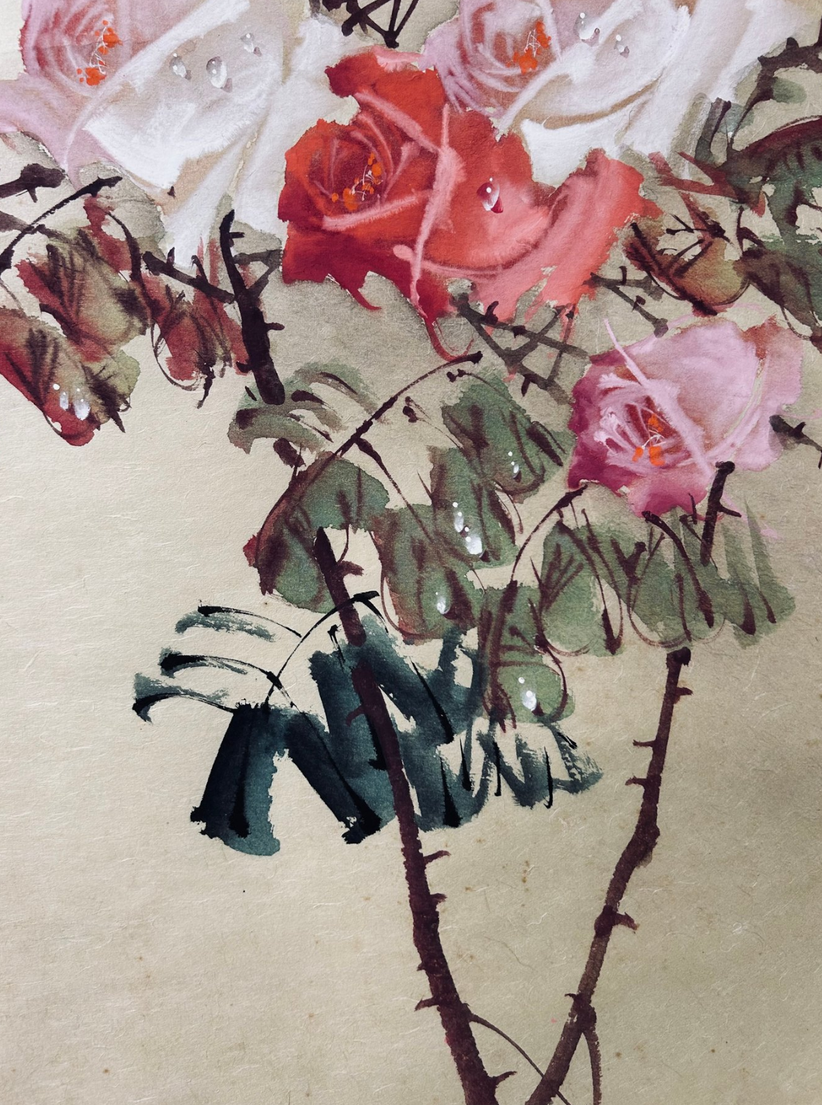 Beautiful flower painting - rose - Paper - 乾雲 - Japan - Shōwa period (1926-1989)