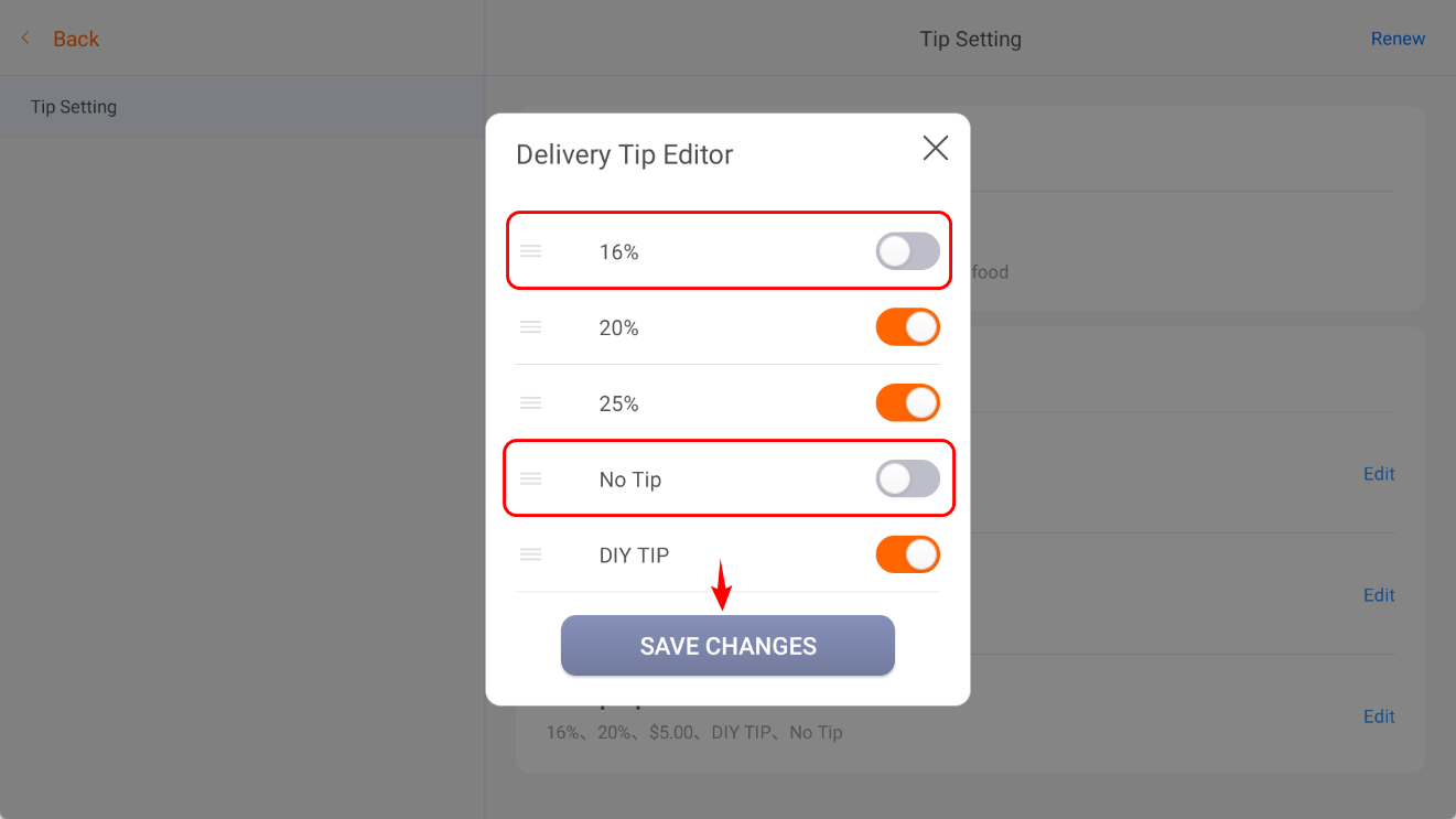 Show/Close Tip Suggestion
