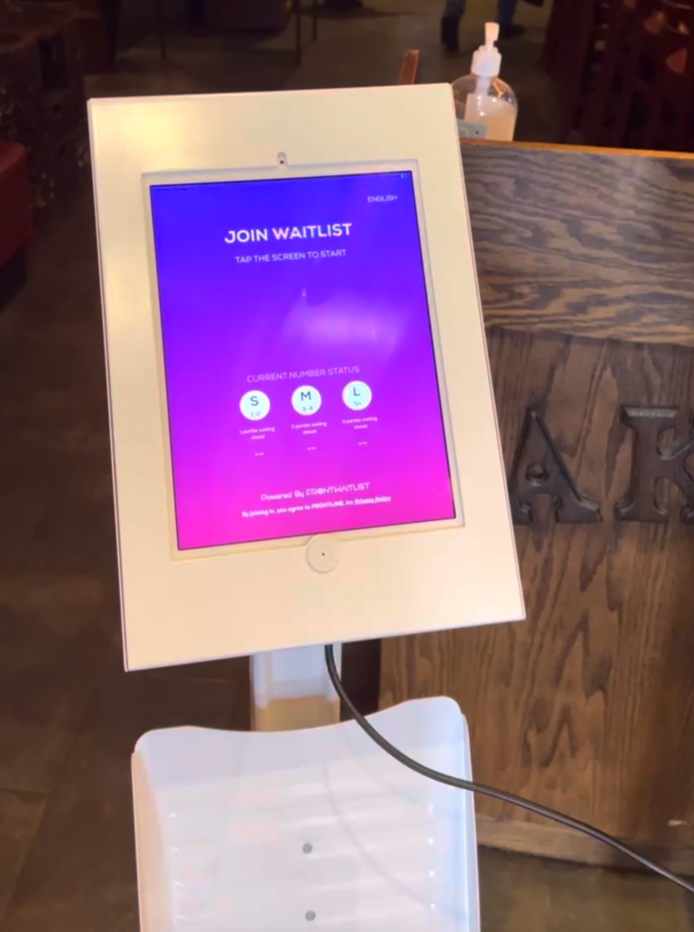 Front Waitlist restaurant waitlist software customer in store photo home page c-facing interface