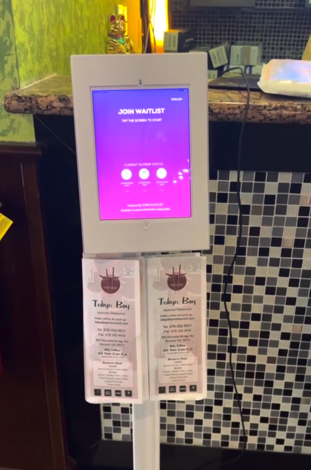 Front Waitlist restaurant waitlist software customer in store photo Tokyo Bay with c-facing interface beta