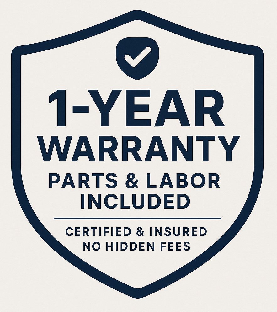 One year warranty on appliance repair parts and labor