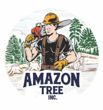 A lumberjack with a chainsaw in front of trees; 