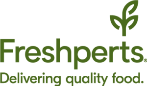 El logotipo de Freshperts es verde y blanco y dice 