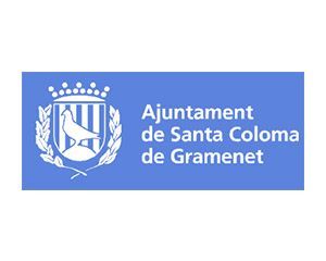 The logo for ayuntamiento de santa coloma de gramet is blue and white.