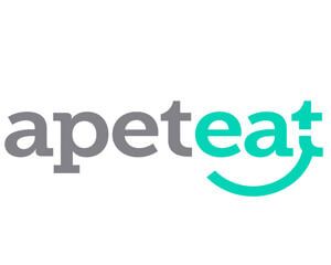 Un logotipo para una empresa llamada apeteat con una sonrisa en él.