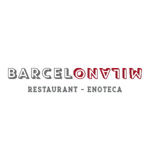 Un logo para un restaurante llamado barcelona milano restaurante - enoteca.