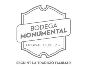 Un logotipo en blanco y negro para bodega monumental.