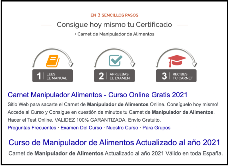 Captura cursos con carné manipulador