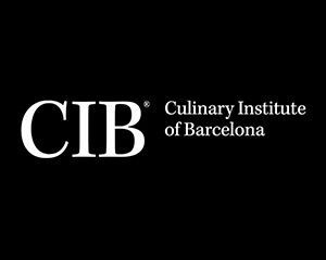 El logotipo del Instituto Culinario de Barcelona está sobre un fondo negro.