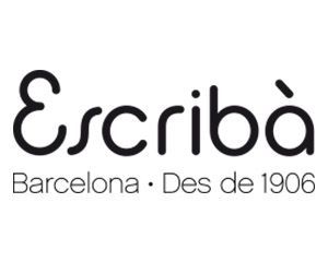 A black and white logo for escriba barcelona des de 1906